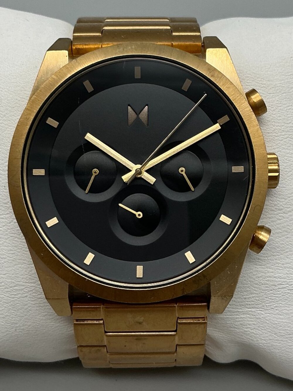 MVMT Element Atomic Gold Mens Watch 44mm Chronograph Gold Tone 7.5"